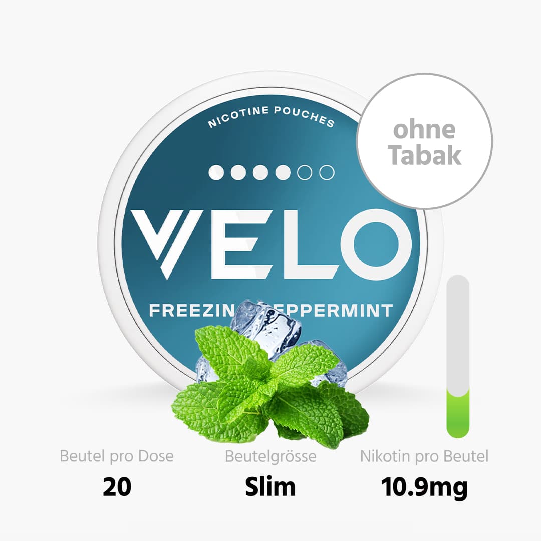 Freeze X-Strong és Velo Mighty Peppermint 15,6 mg VELO nikotin tasakok