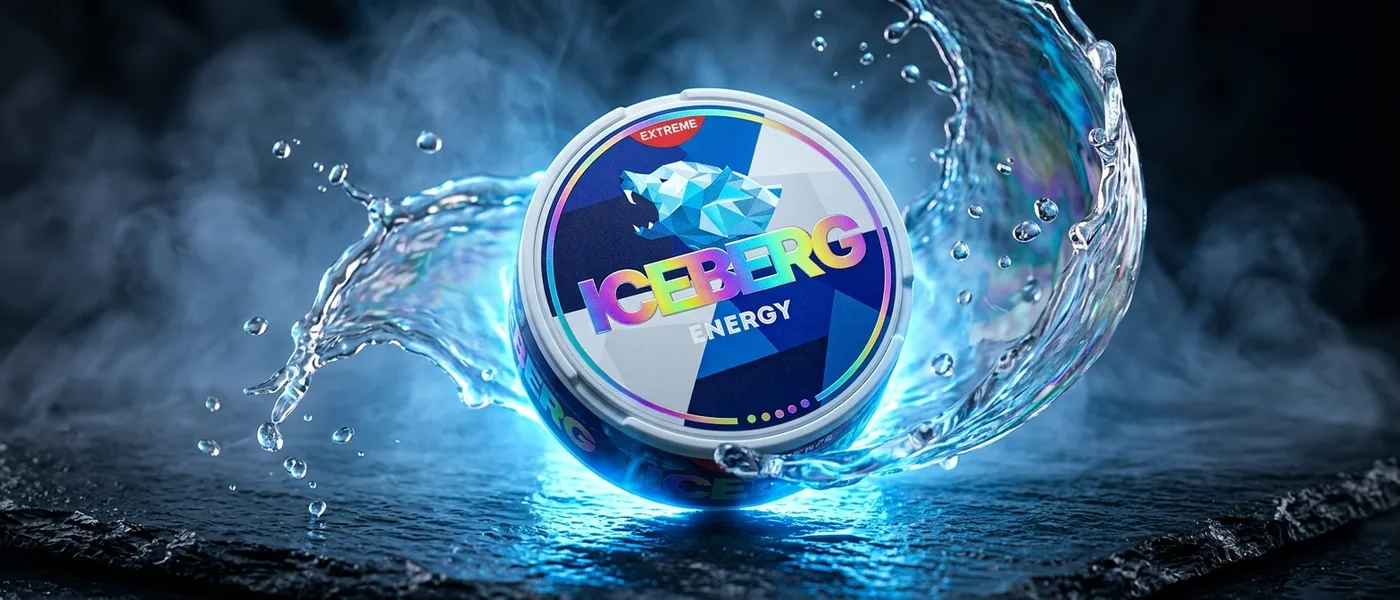 Energy flavoured nicotine pouch cans in dramatic lighting