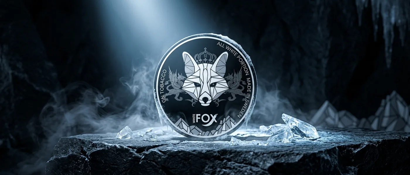 A White Fox Black Edition 30mg can in dramatic frosty lighting