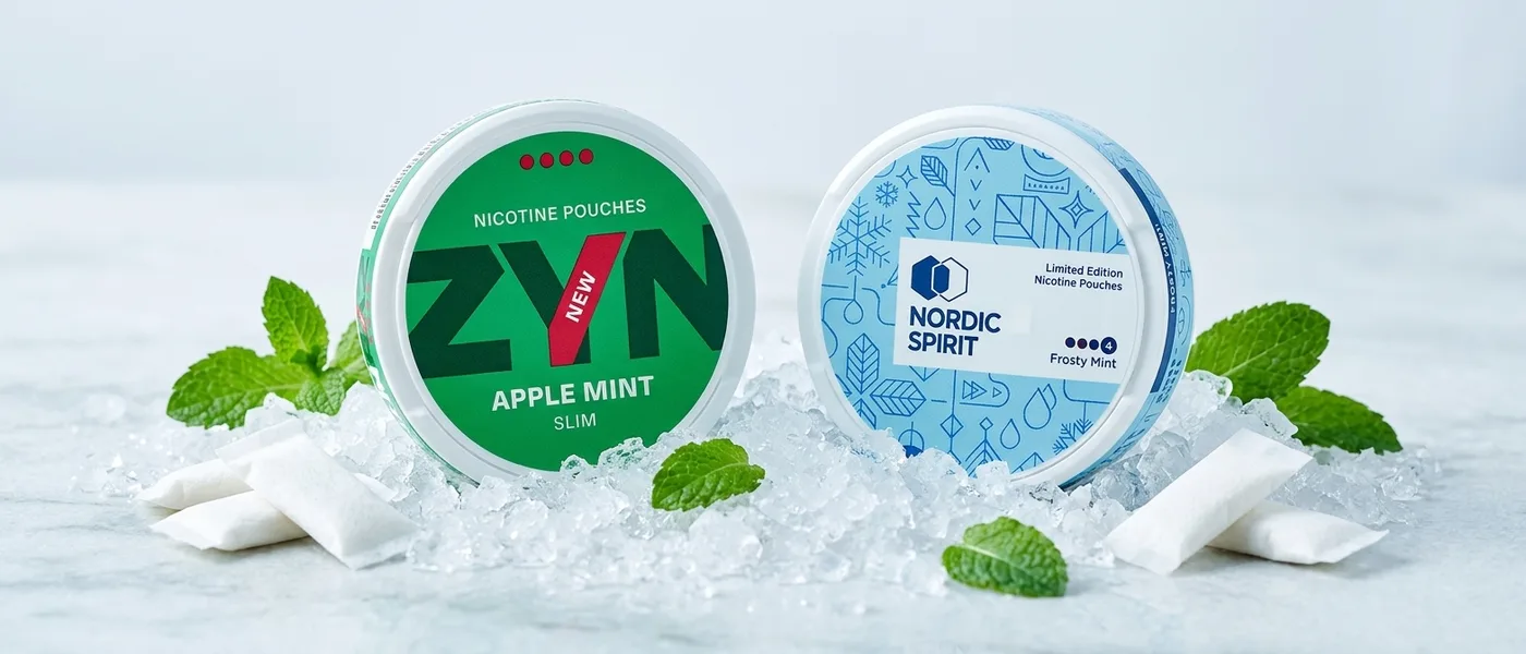 ZYN and Nordic Spirit cans together with mint and ice