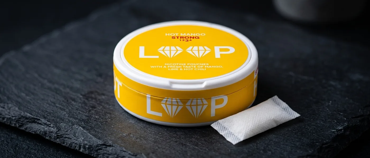 Detailní záběr plechovky značky Loop s logem